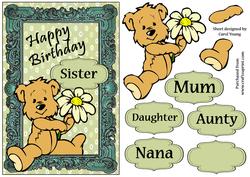 Teddy with Flower Birthday