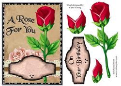 A Rose for You Birthday Card Topper