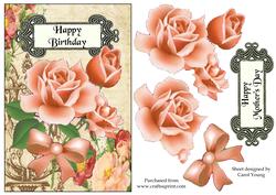 Peach Rose Birthday/mother's Day Card