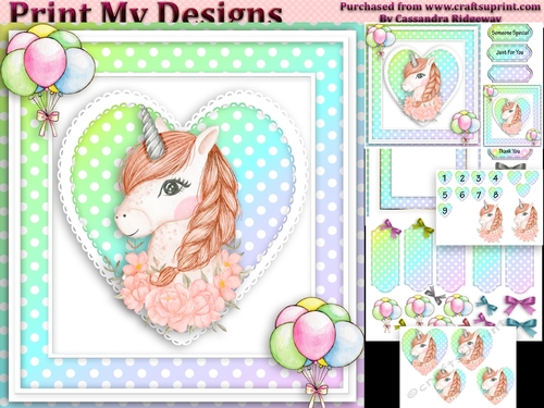unicorn Happy birthday card with numbers