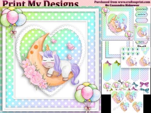 unicorn Happy birthday card with numbers