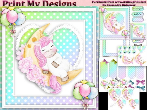 unicorn Happy birthday card with numbers