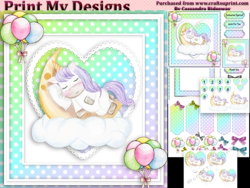 unicorn Happy birthday card with numbers