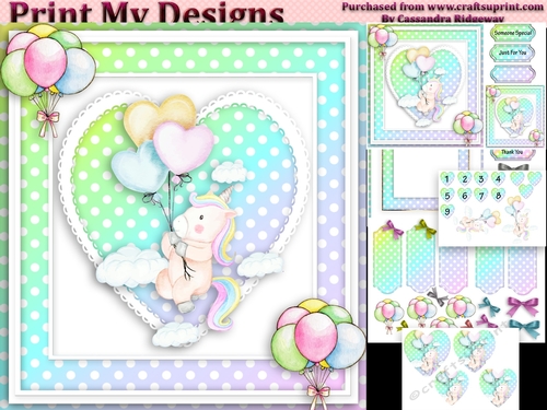 unicorn Happy birthday card with numbers
