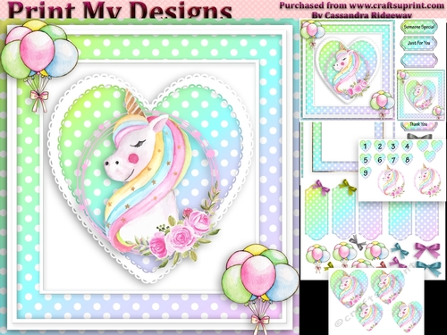 unicorn Happy birthday card with numbers