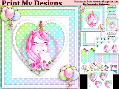 unicorn Happy birthday card with numbers