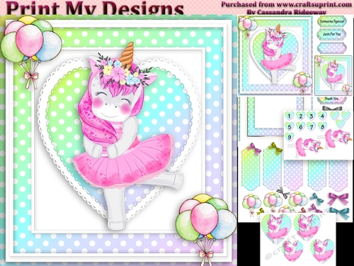 unicorn Happy birthday card with numbers