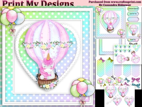 unicorn Happy birthday card with numbers