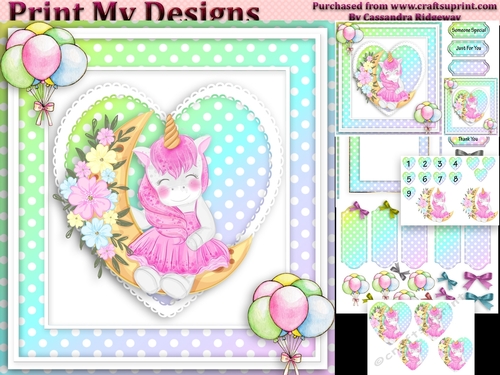 unicorn Happy birthday card with numbers