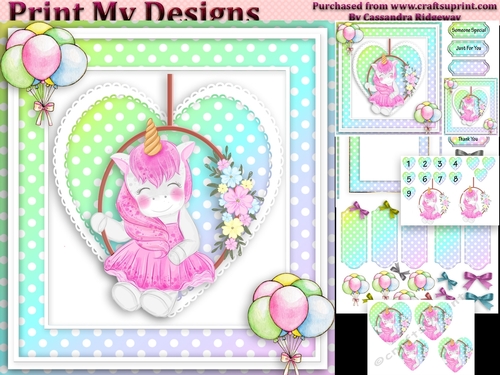 unicorn Happy birthday card with numbers