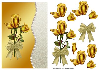 Yellow Rose Card Front with Decoupage