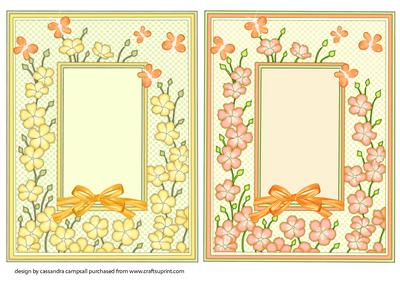 Floral Frame Card Fronts with Bow and Butterflys