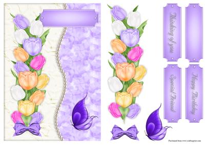 Purple Tulips Crinkle Card Front