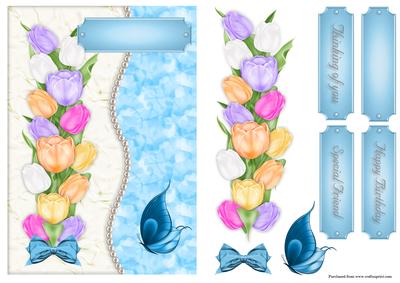 Blue Tulips Crinkle Card Front