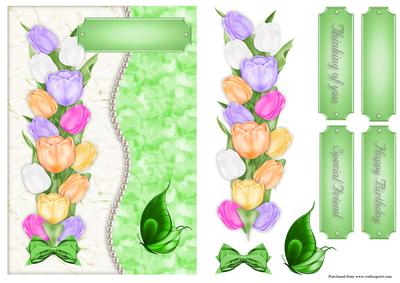 Green Tulips Crinkle Card Front