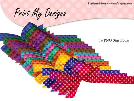 14 Mulitcolor Bows with a Star Patten