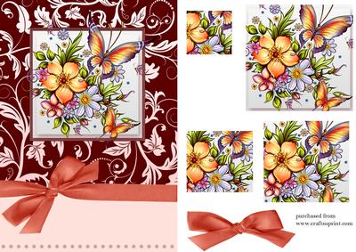 Floral Butterfly Pyramage Card