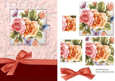 Floral Butterfly Rose Pyramage Card