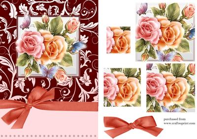 Floral Butterfly Rose Pyramage Card