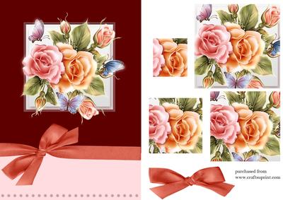 Floral Butterfly Rose Pyramage Card