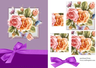 Floral Butterfly Rose Pyramage Card