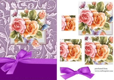 Floral Butterfly Rose Pyramage Card