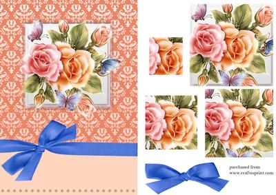 Floral Butterfly Rose Pyramage Card