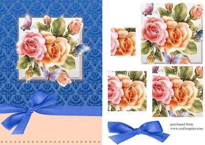 Floral Butterfly Rose Pyramage Card
