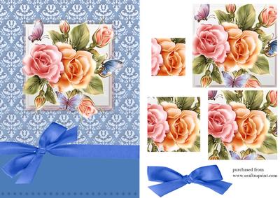 Floral Butterfly Rose Pyramage Card