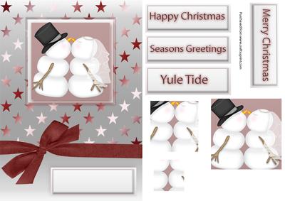 Kissing Snowmen Christmas Card
