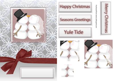Kissing Snowmen Christmas Card
