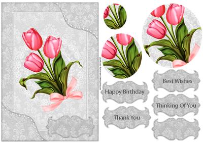 Deluxe A5 Tulip Card Fronts with Layers and Greetings
