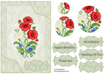Floral Card Front with Decoupage