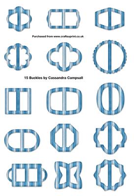 15 Buckle Embellishments Blue Stripe