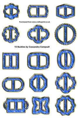 15 Buckle Embellishments Blue Gold