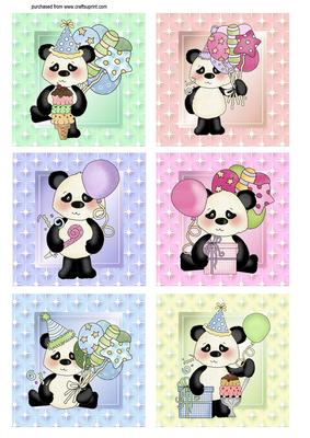 Happy Birthday Panda Star Toppers