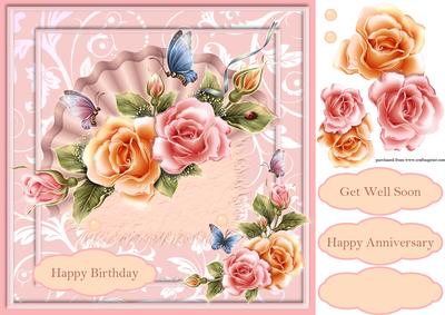 Roses 8in x 8in Decoupage