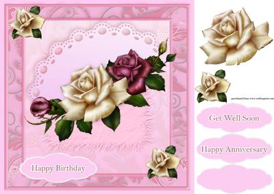 Roses 8in x 8in Decoupage 2