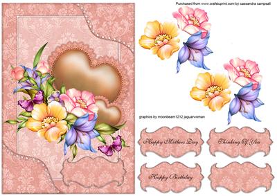 Floral Card Front Mothers Day, Birthday