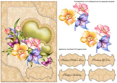Floral Card Front Mothers Day, Birthday