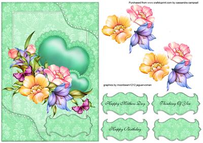 Floral Card Front Mothers Day, Birthday