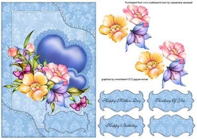 Floral Card Front Mothers Day, Birthday