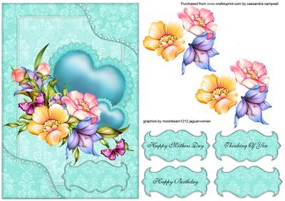Floral Card Front Mothers Day, Birthday