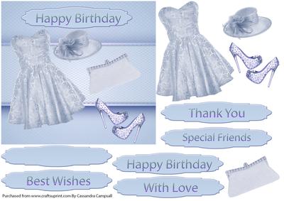 Happy Birthday Cute Dress Blue