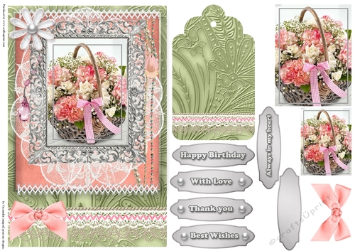 Shabby Chic Quick Card with gems tag, and lace