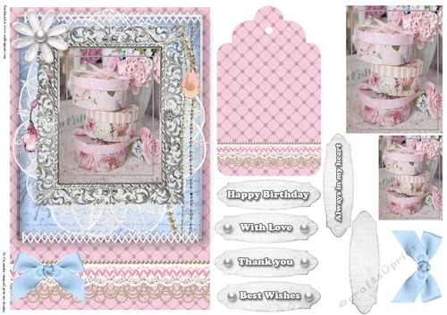 Shabby Chic Quick Card with gems tag, and lace