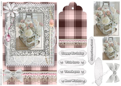 Shabby Chic Quick Card with gems tag, and lace