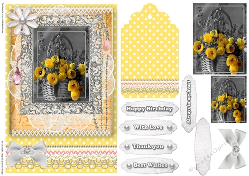 Shabby Chic Quick Card with gems tag, and lace