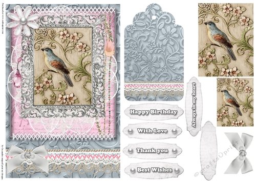 Shabby Chic Quick Card with gems tag, and lace
