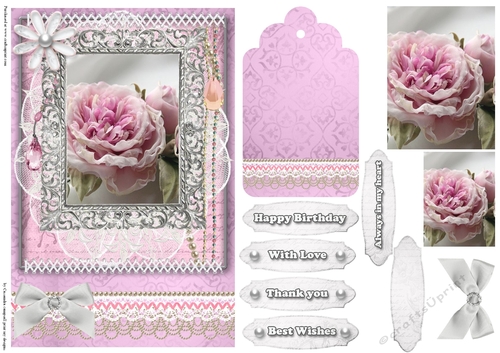 Shabby Chic Quick Card with gems tag, and lace